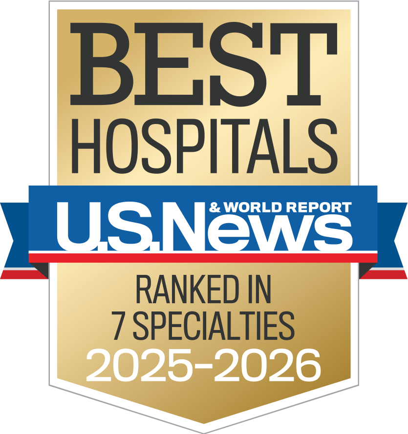 2025-26 US News and World Report Best Hospitals Survey Keck Medicine of USC Ranked in 8 Specialties Badge